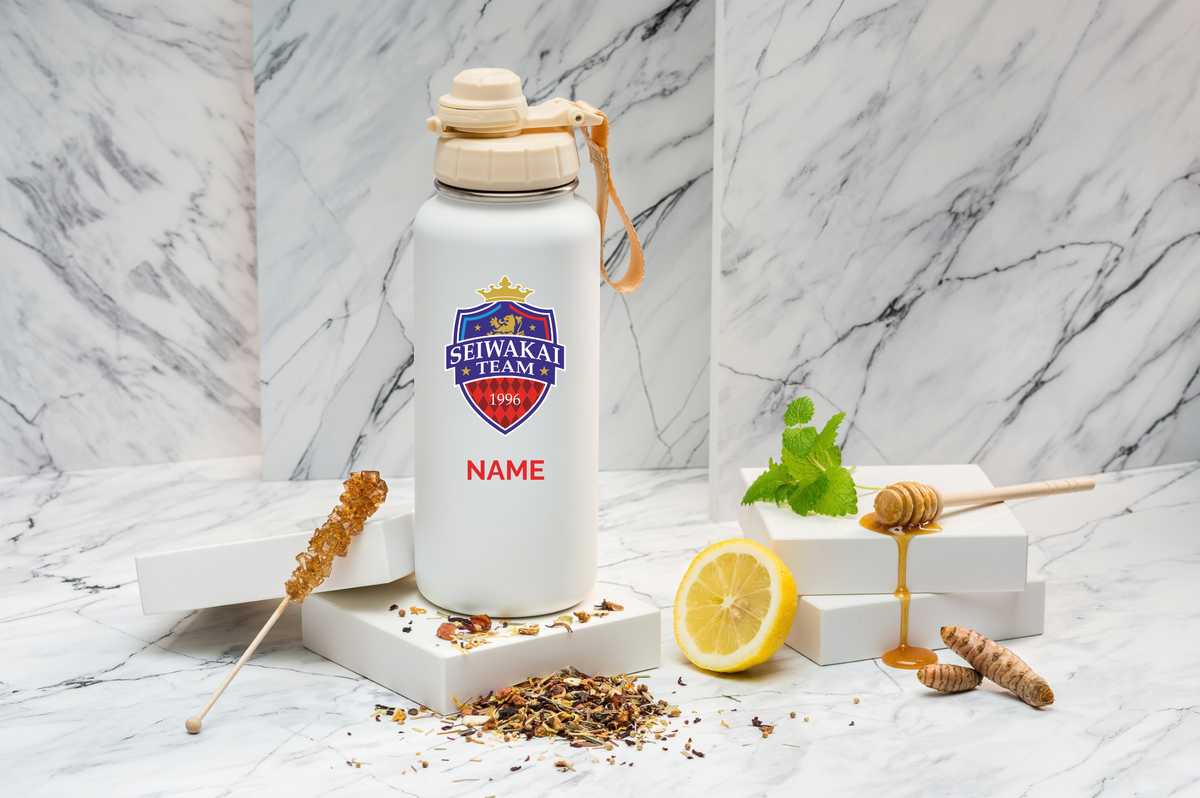 SEIWAKAI Thermoflasche personalisiert 1000ml Edelstahl | Isolierflasche bedruckt | Trinkflasche mit Namen