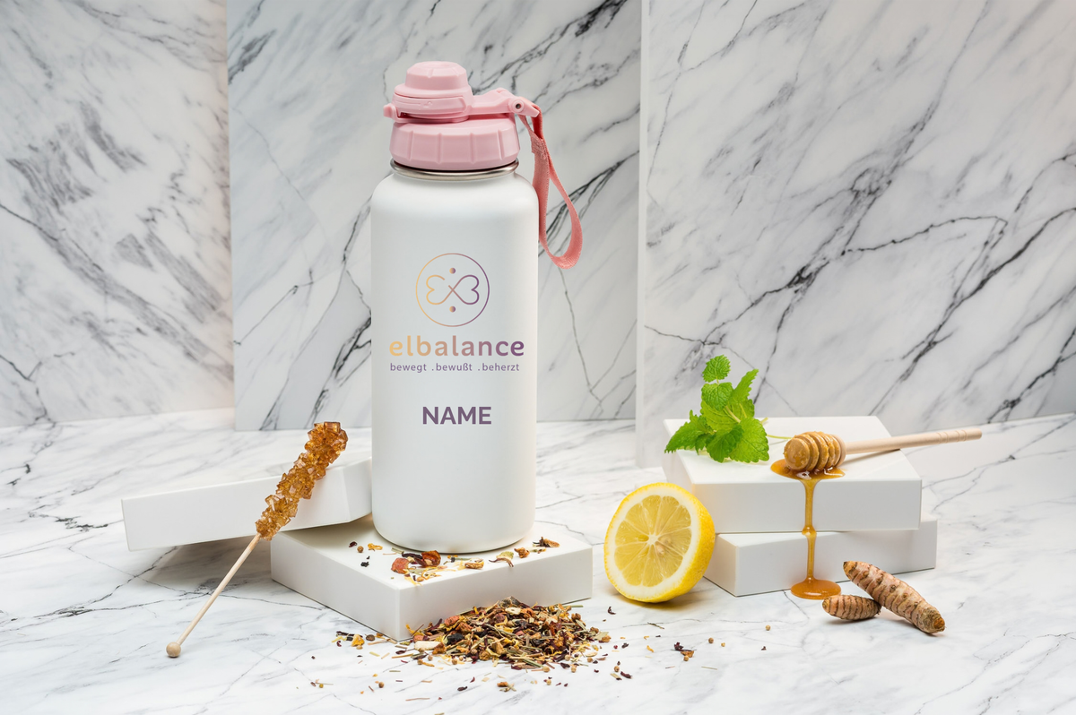 Studio Elbalance Thermoflasche personalisiert 1000ml Edelstahl | Isolierflasche bedruckt | Trinkflasche mit Namen