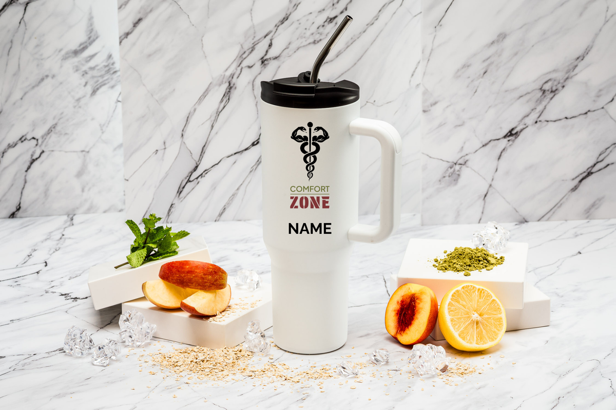 Comfort ZONE Thermo-Tumbler personalisiert 1,2 l Edelstahl mit Drehverschluss | Trinkbecher bedruckt | Tumbler mit Namen