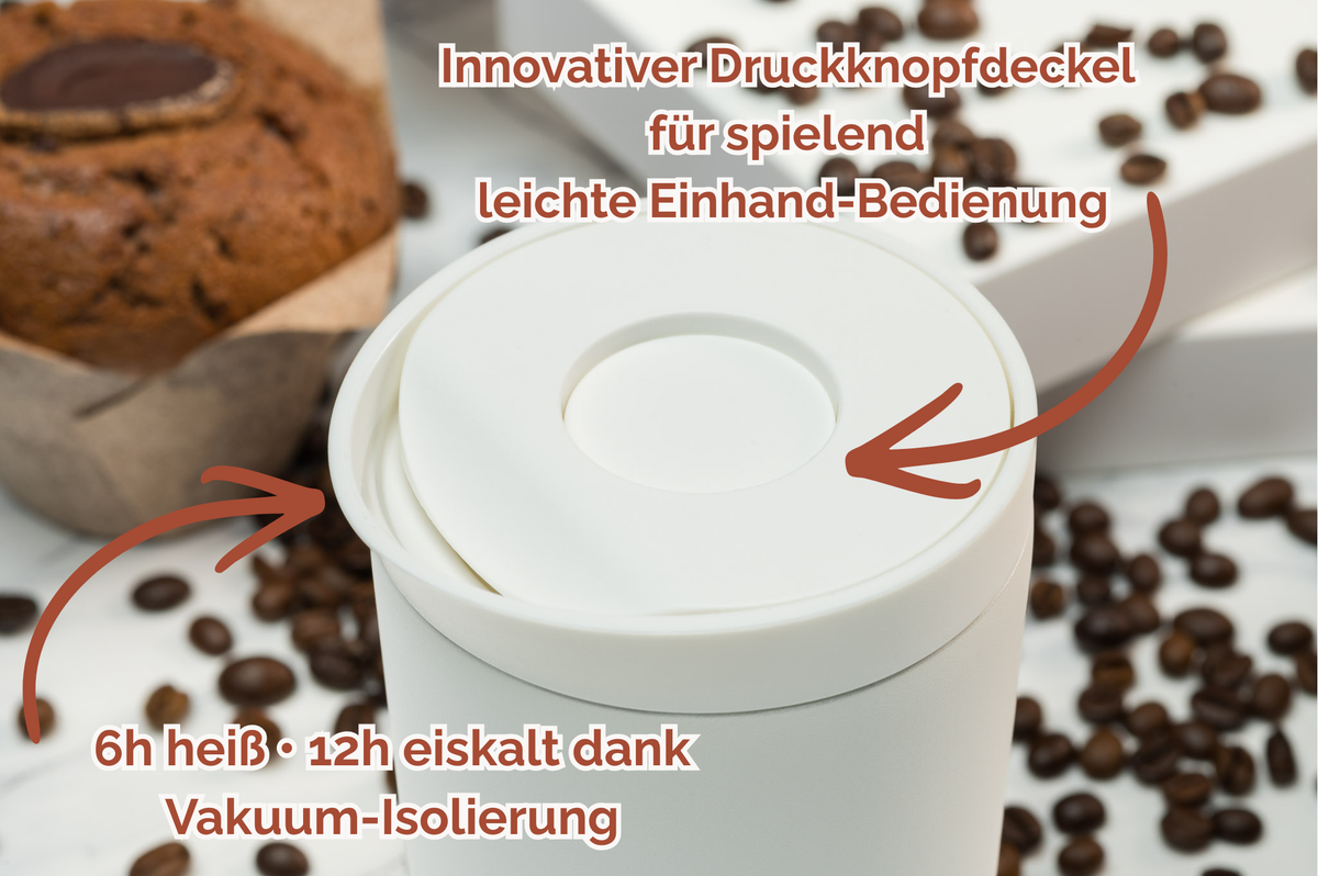SEIWAKAI Thermobecher personalisiert 350 ml Edelstahl | Coffee-to-go Becher bedruckt | Thermocup bedruckt