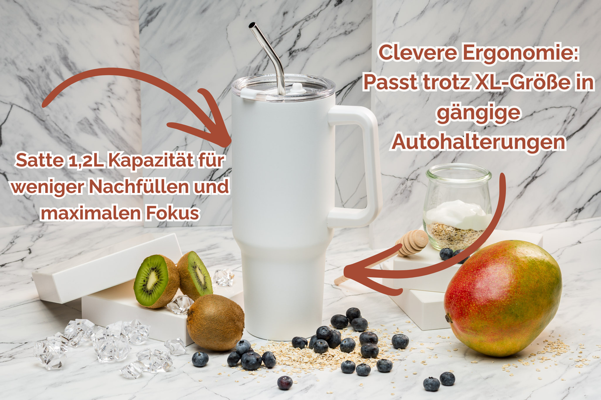 SEIWAKAI Thermo-Tumbler personalisiert 1,2 l Edelstahl | Trinkbecher bedruckt | Tumbler mit Namen