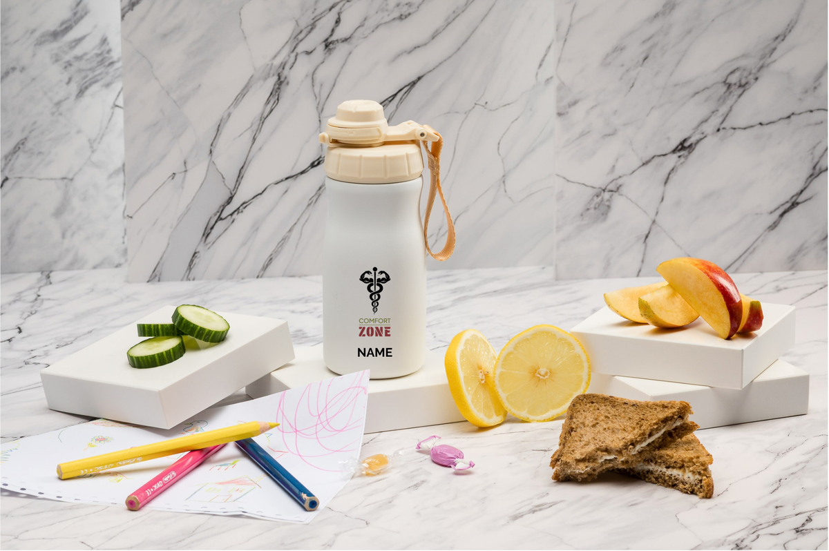 Comfort ZONE Kinderthermoflasche personalisiert 400ml Edelstahl | Isolierflasche bedruckt | Trinkflasche mit Namen