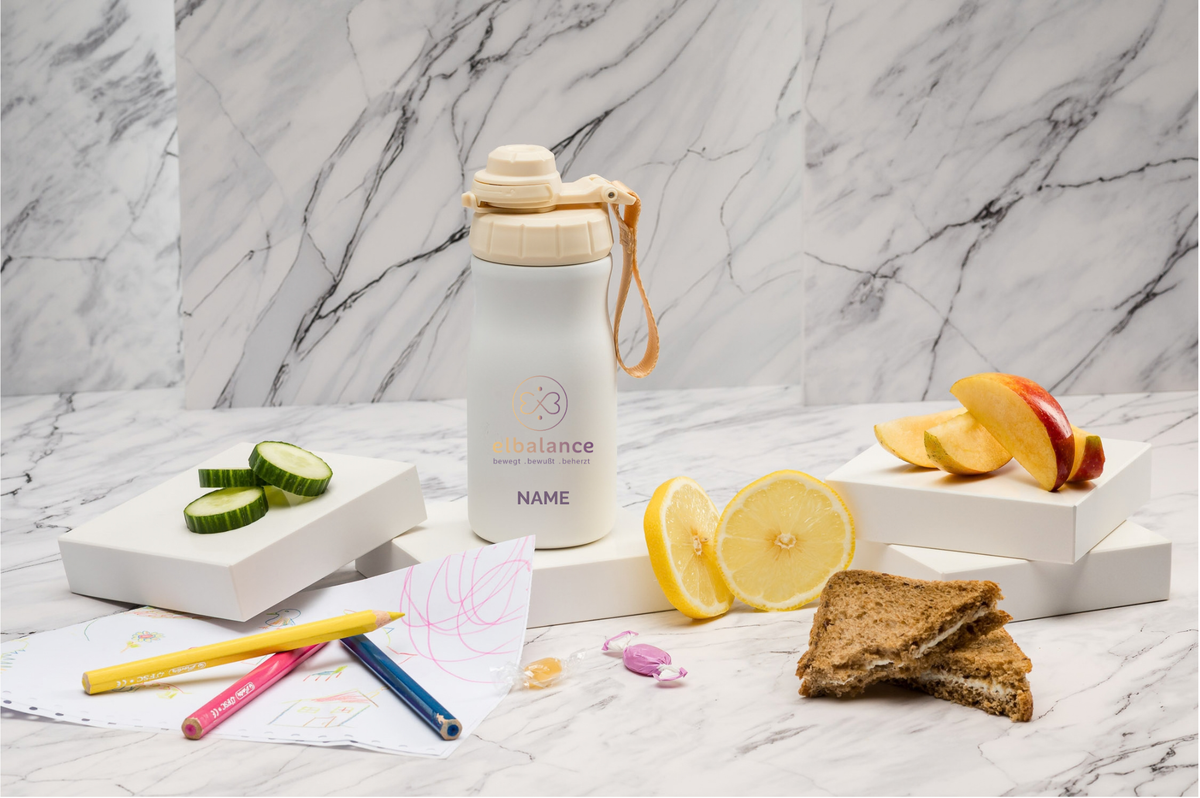 Studio Elbalance Kinderthermoflasche personalisiert 400ml Edelstahl | Isolierflasche bedruckt | Trinkflasche mit Namen