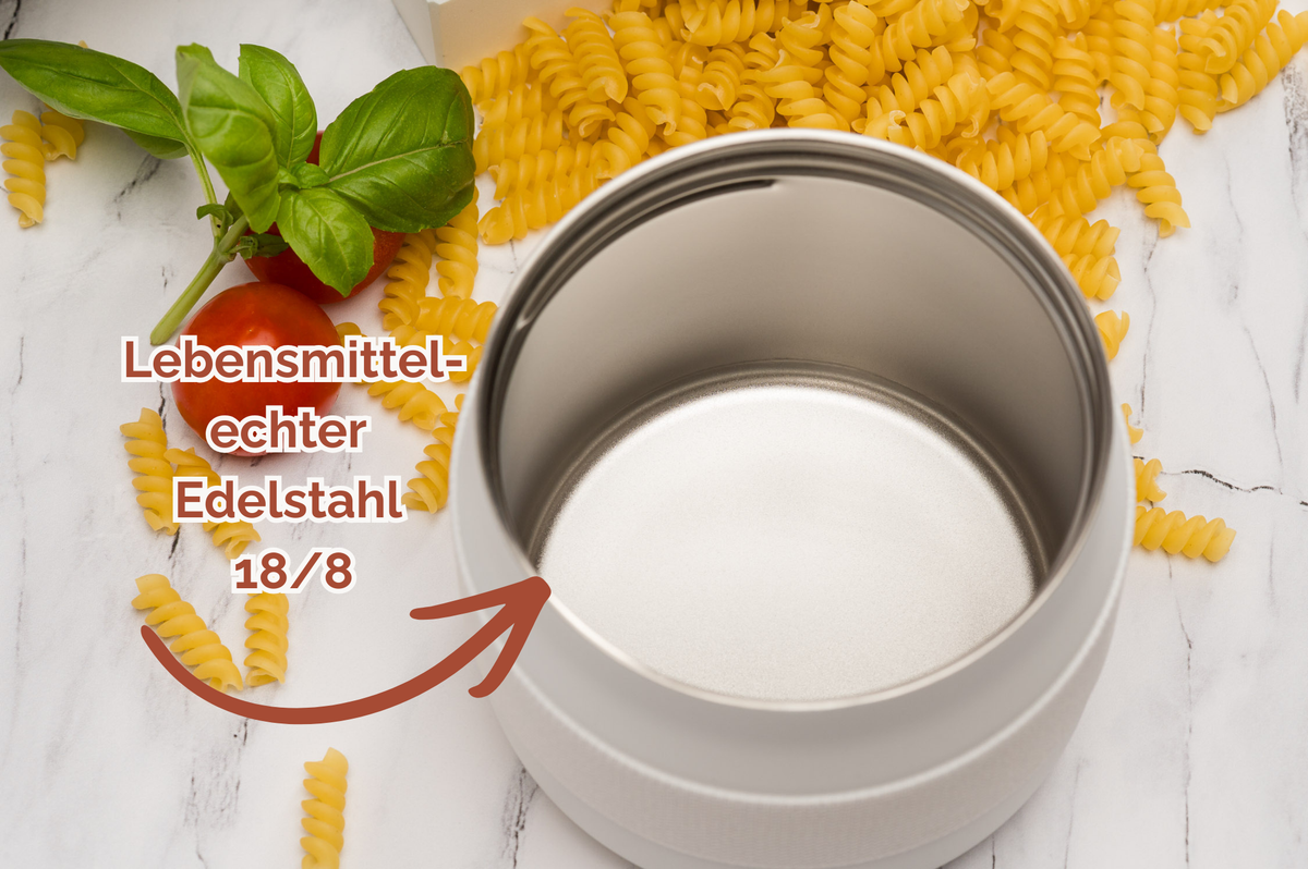Studio Elbalance Personalisierter Thermo-Essensbehälter 400ml aus Edelstahl mit Löffel/Gabel-Kombi | Thermobehälter 400 ml