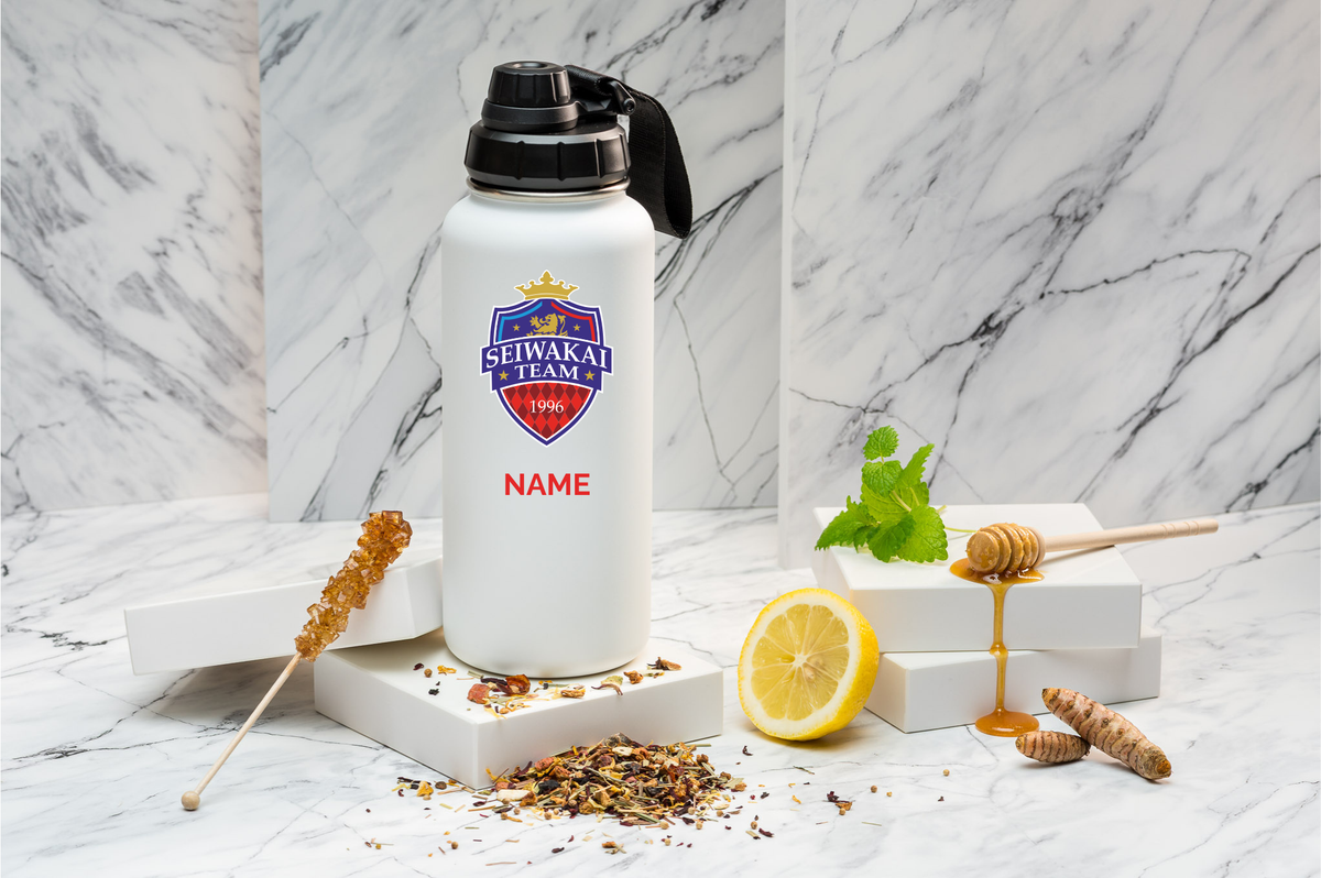SEIWAKAI Thermoflasche personalisiert 1000ml Edelstahl | Isolierflasche bedruckt | Trinkflasche mit Namen