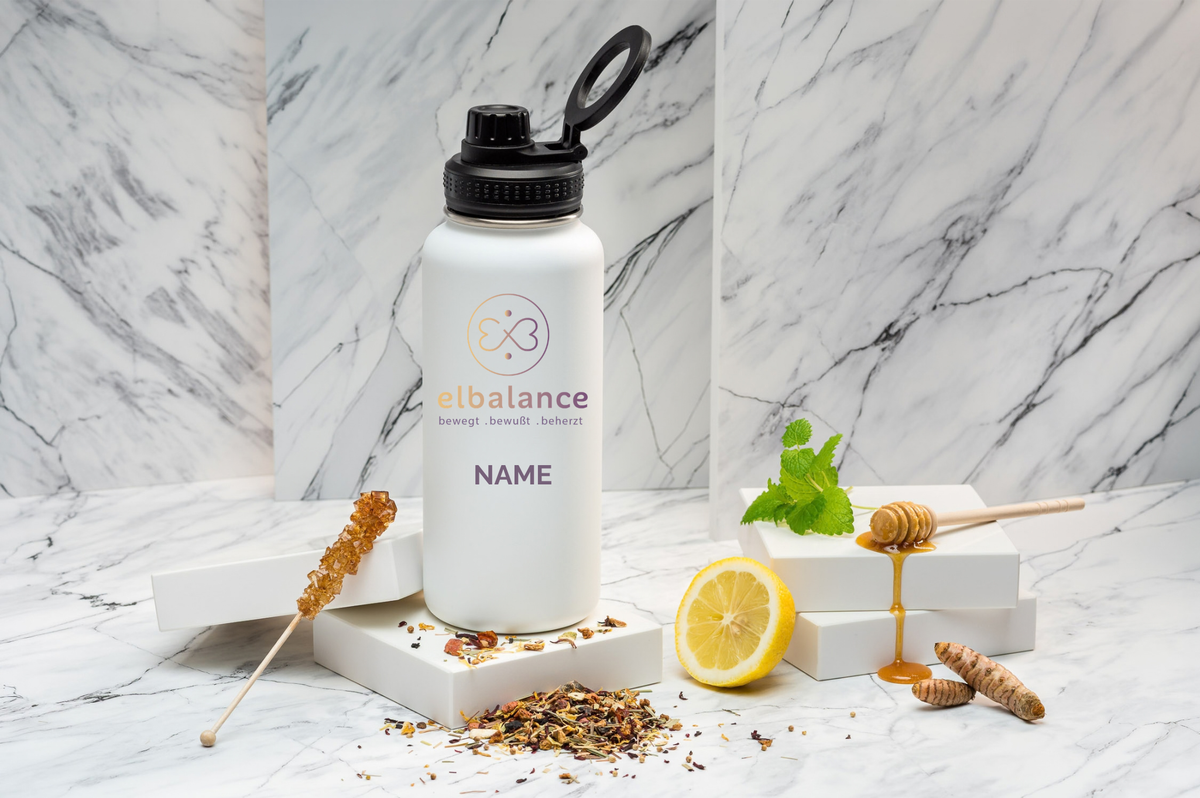 Studio Elbalance Thermoflasche personalisiert 1000ml Edelstahl | Isolierflasche bedruckt | Trinkflasche mit Namen