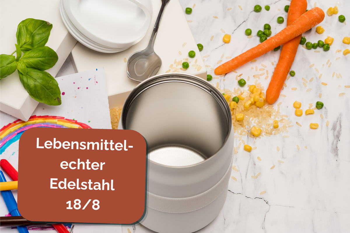 Personalisierter Thermo-Essensbehälter 800ml aus Edelstahl mit Löffel/Gabel-Kombi | Thermobehälter 800 ml