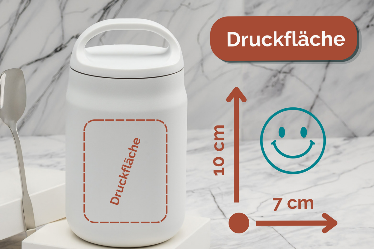 Personalisierter Thermo-Essensbehälter 800ml aus Edelstahl mit Löffel/Gabel-Kombi | Thermobehälter 800 ml
