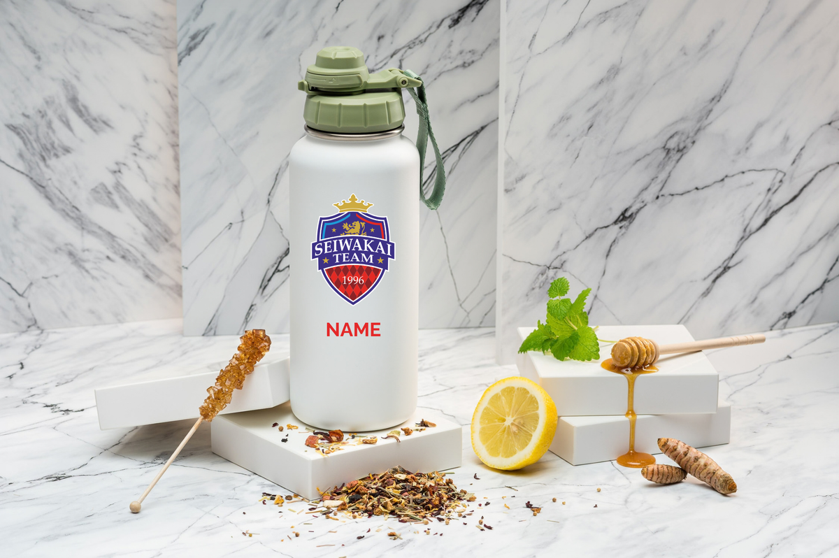 SEIWAKAI Thermoflasche personalisiert 1000ml Edelstahl | Isolierflasche bedruckt | Trinkflasche mit Namen