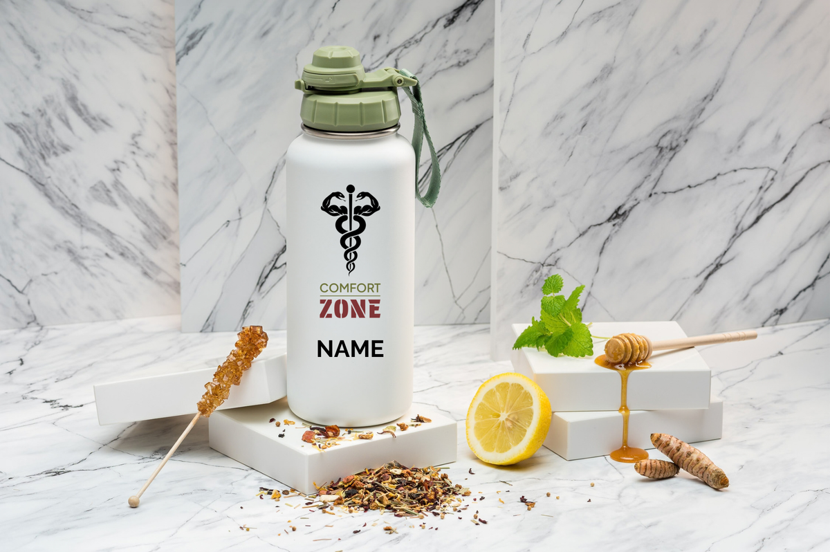 Comfort ZONE Thermoflasche personalisiert 1000ml Edelstahl | Isolierflasche bedruckt | Trinkflasche mit Namen