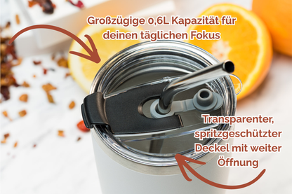 Studio Elbalance Thermobecher personalisiert 600ml Edelstahl | Thermocup bedruckt | Isolierbecher mit Namen