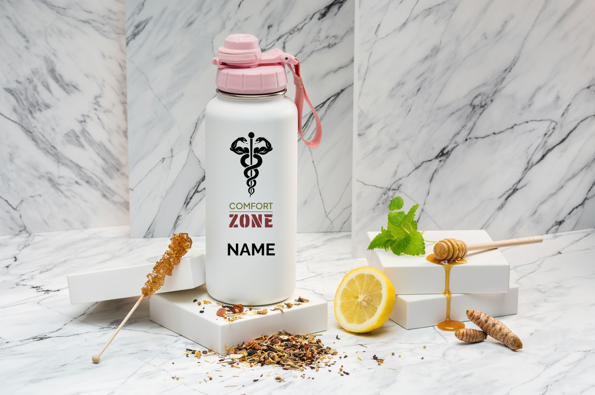 Comfort ZONE Thermoflasche personalisiert 1000ml Edelstahl | Isolierflasche bedruckt | Trinkflasche mit Namen