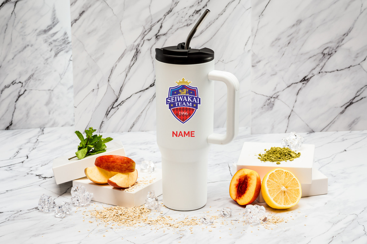 SEIWAKAI Thermo-Tumbler personalisiert 1,2 l Edelstahl mit Drehverschluss | Trinkbecher bedruckt | Tumbler mit Namen