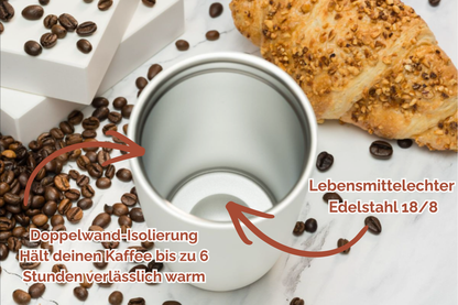 SEIWAKAI Thermobecher personalisiert 350 ml Edelstahl | Coffee-to-go Becher bedruckt | Thermocup bedruckt