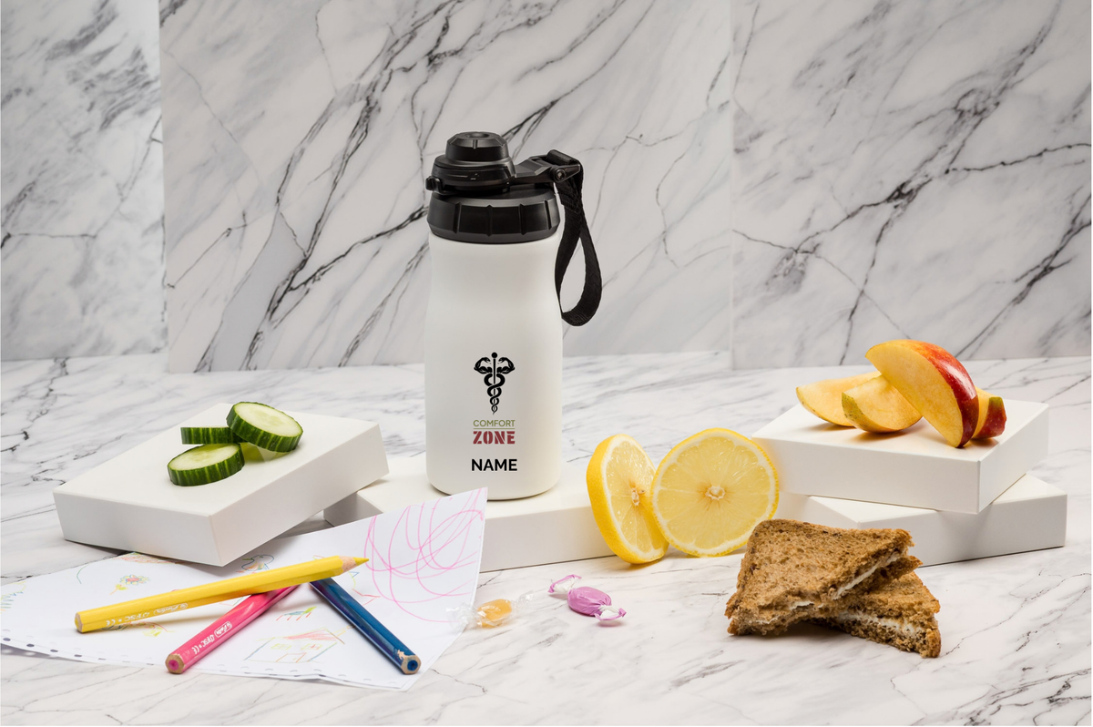 Comfort ZONE Kinderthermoflasche personalisiert 400ml Edelstahl | Isolierflasche bedruckt | Trinkflasche mit Namen