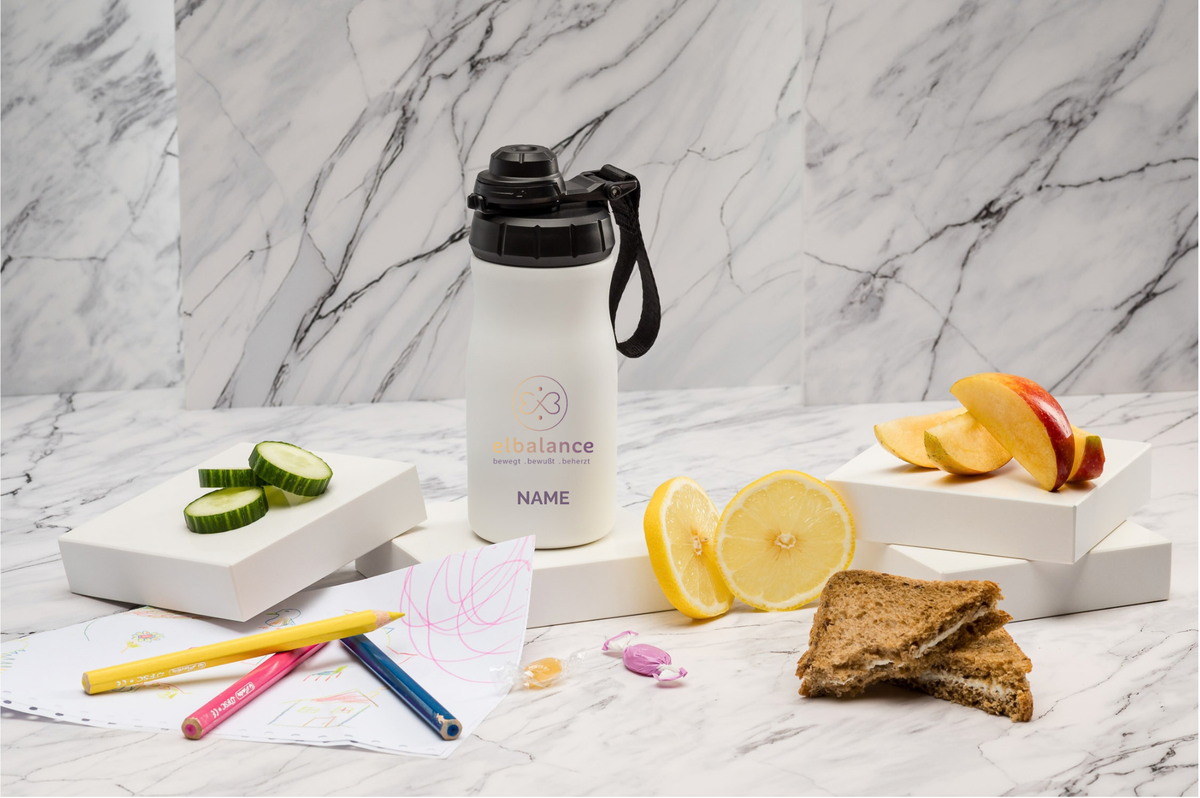 Studio Elbalance Kinderthermoflasche personalisiert 400ml Edelstahl | Isolierflasche bedruckt | Trinkflasche mit Namen