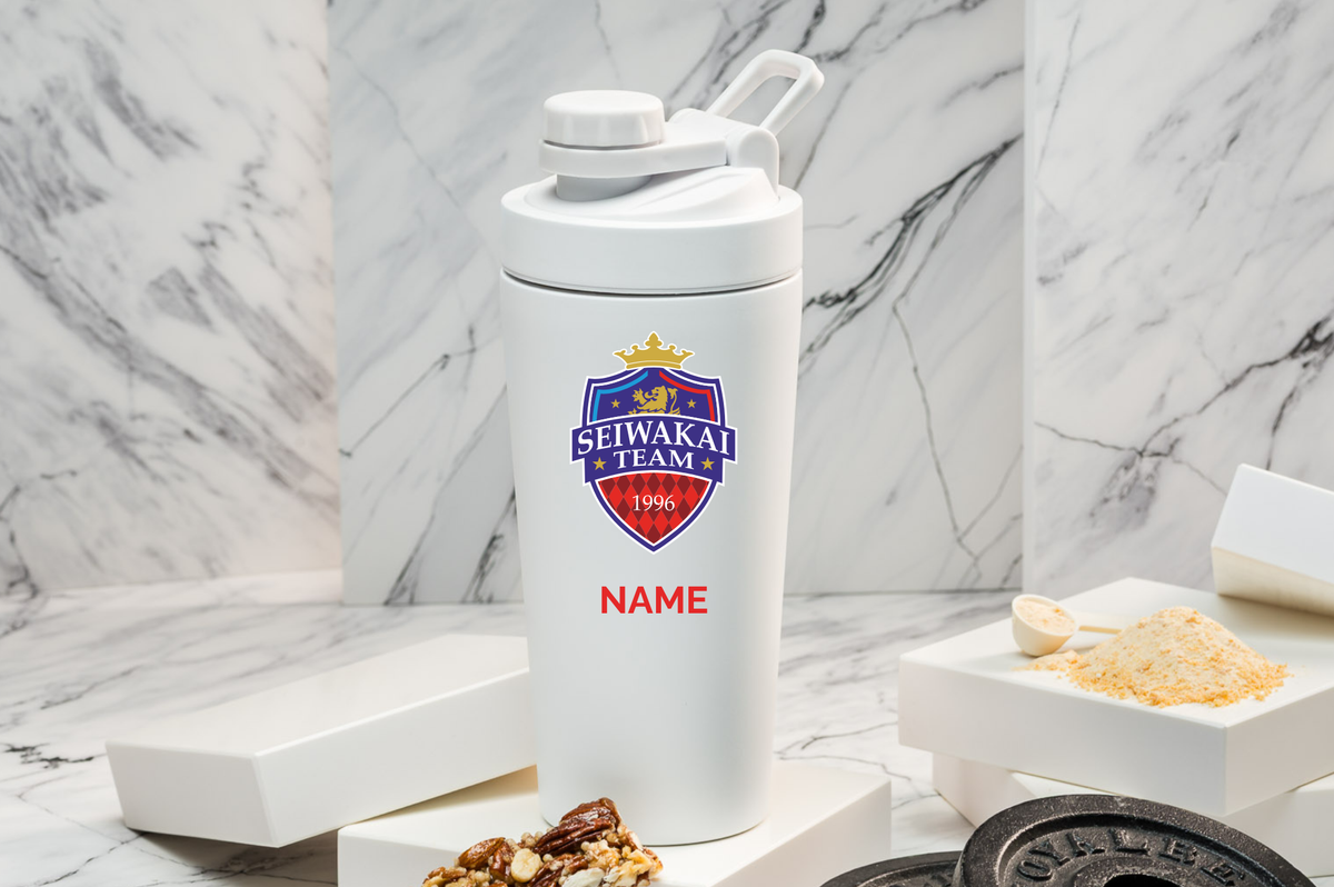 SEIWAKAI Thermoshaker personalisiert 500 ml Edelstahl | Shaker mit Namen bedruckt | Sportshaker bedruckt