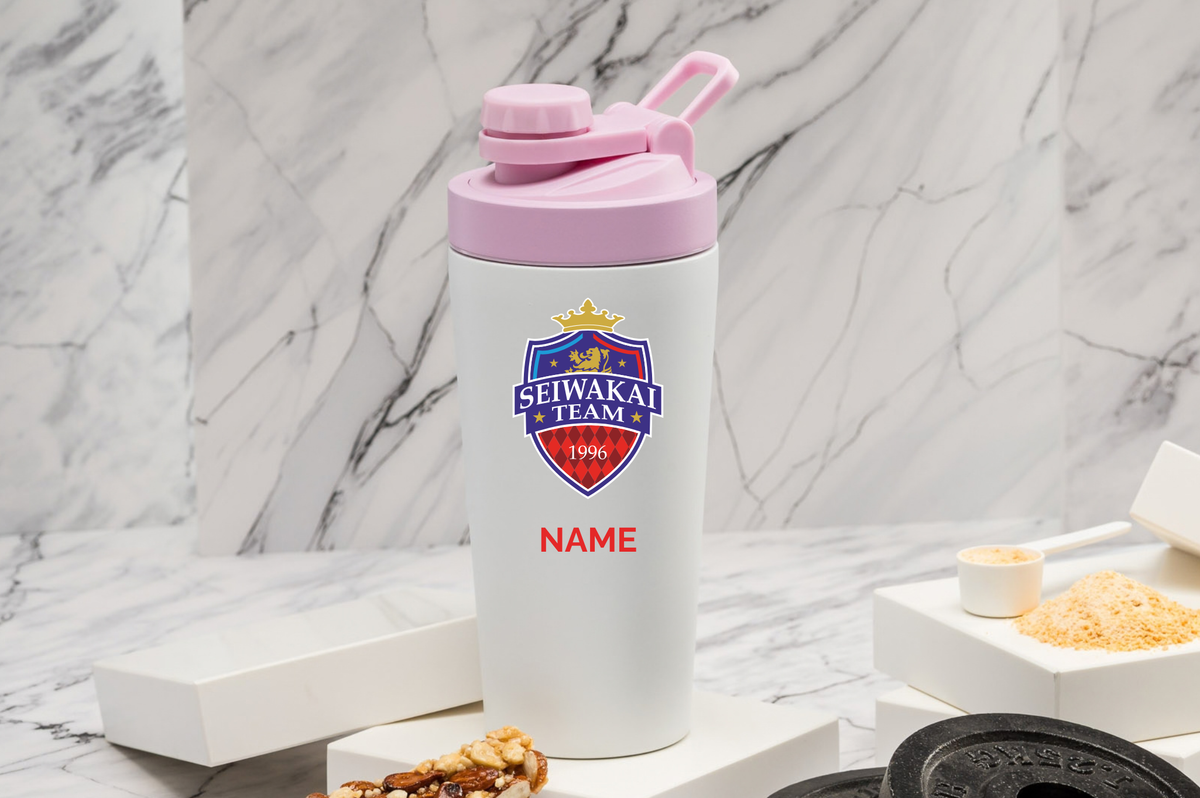SEIWAKAI Thermoshaker personalisiert 500 ml Edelstahl | Shaker mit Namen bedruckt | Sportshaker bedruckt