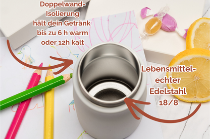 Kinderthermoflasche personalisiert 400ml Edelstahl | Isolierflasche bedruckt | Trinkflasche mit Namen
