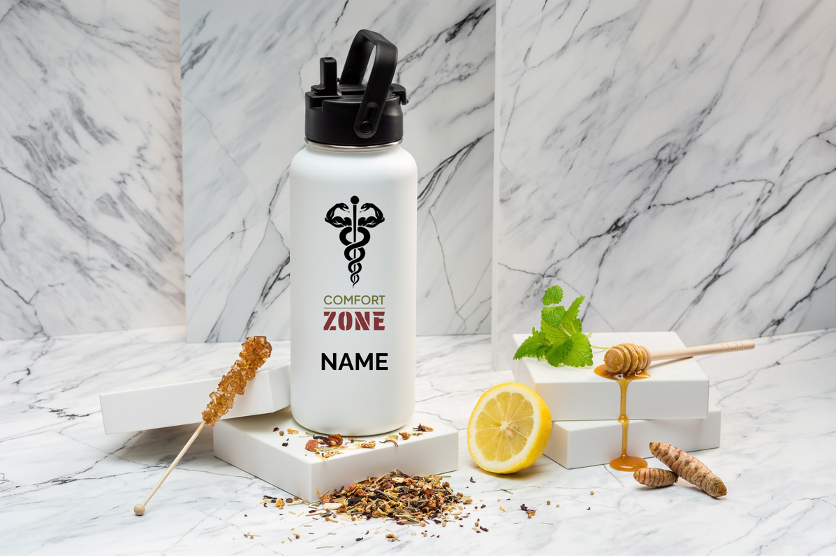 Comfort ZONE Thermoflasche personalisiert 1000ml Edelstahl | Isolierflasche bedruckt | Trinkflasche mit Namen
