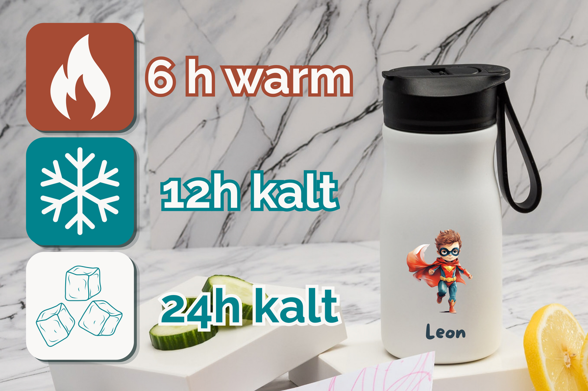 Kinderthermoflasche personalisiert 400ml Edelstahl | Kinderthermoflasche bedruckt | Kinderthermoflasche mit Namen