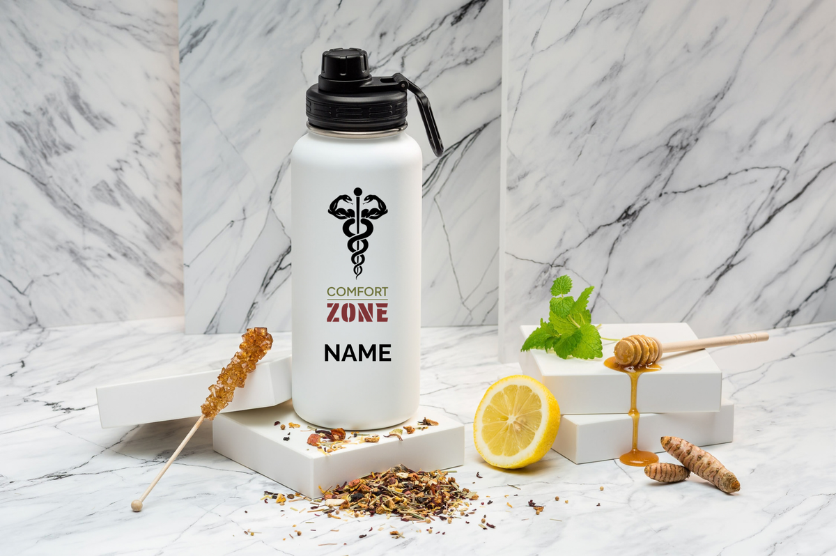 Comfort ZONE Thermoflasche personalisiert 1000ml Edelstahl | Isolierflasche bedruckt | Trinkflasche mit Namen