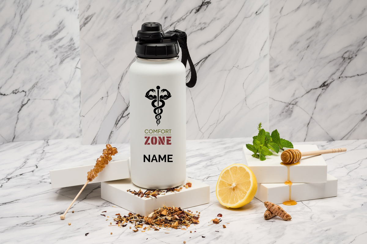 Comfort ZONE Thermoflasche personalisiert 1000ml Edelstahl | Isolierflasche bedruckt | Trinkflasche mit Namen