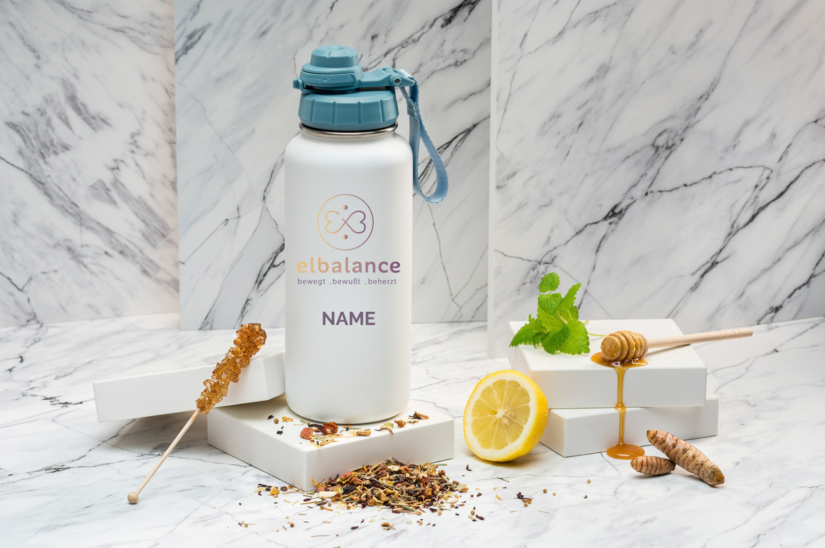 Studio Elbalance Thermoflasche personalisiert 1000ml Edelstahl | Isolierflasche bedruckt | Trinkflasche mit Namen