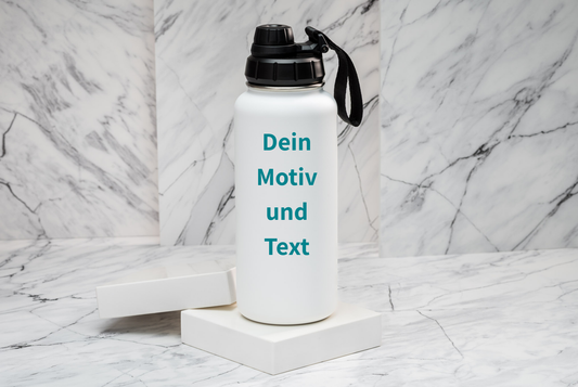 Thermoflasche personalisiert 1 l Edelstahl | Isolierflasche bedruckt | Trinkflasche mit Namen