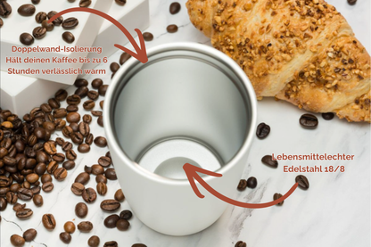 Thermobecher personalisiert 350 ml Edelstahl | Coffee-to-go Becher bedruckt | Thermocup bedruckt