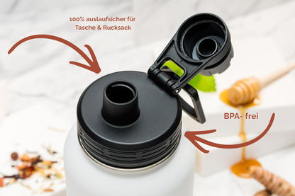 Thermoflasche personalisiert 1 l Edelstahl | Isolierflasche bedruckt | Trinkflasche mit Namen