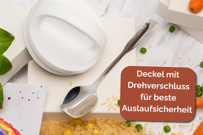 Personalisierter Thermo-Essensbehälter 800ml aus Edelstahl mit Löffel/Gabel-Kombi | Thermobehälter 800 ml