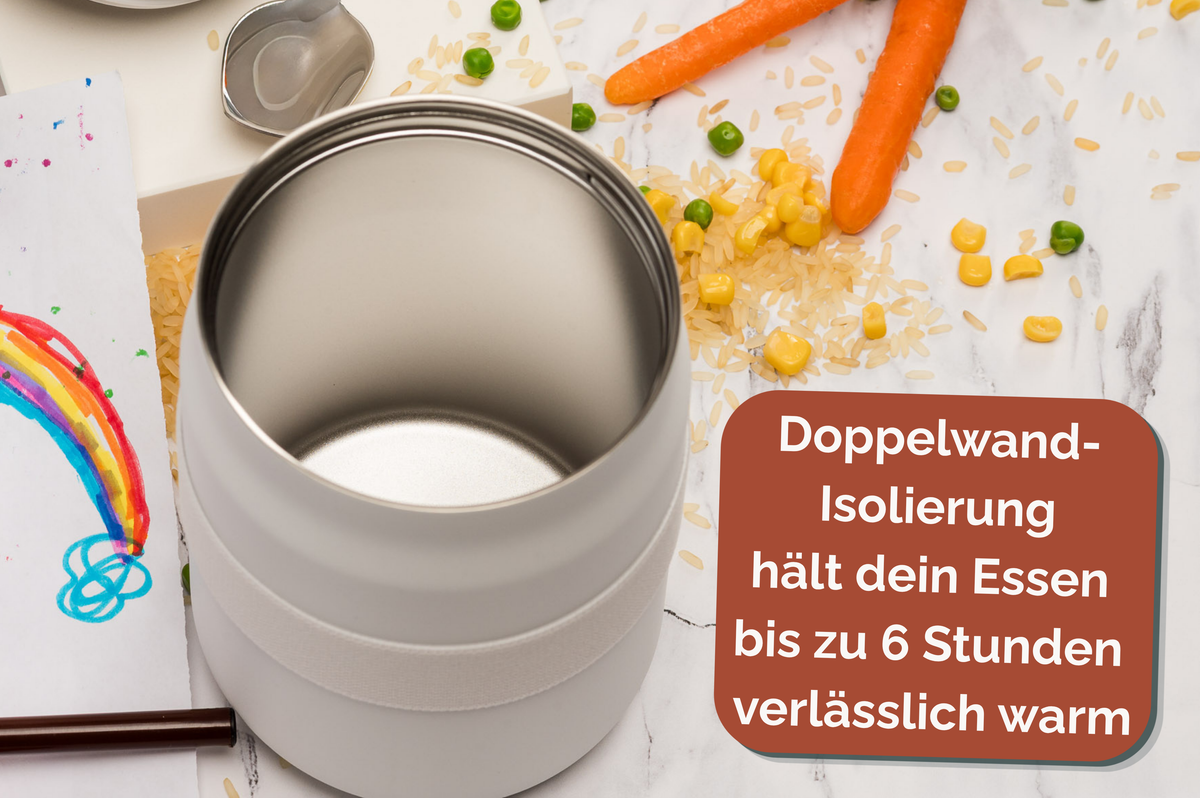 Personalisierter Thermo-Essensbehälter 800ml aus Edelstahl mit Löffel/Gabel-Kombi | Thermobehälter 800 ml