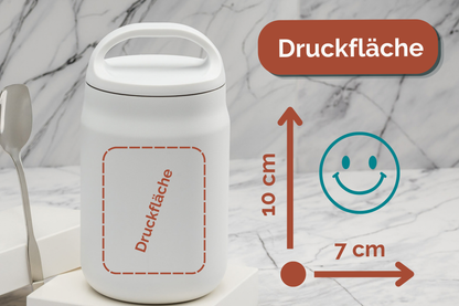 Personalisierter Thermo-Essensbehälter 800ml aus Edelstahl mit Löffel/Gabel-Kombi | Thermobehälter 800 ml
